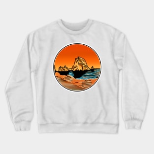 Haystack Rock Cannon Beach Sunset Crewneck Sweatshirt